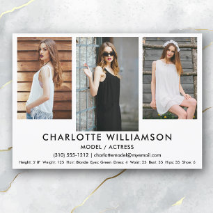 Convites Modelo de Ator Comp Card 5x7 Wht 3 Photo