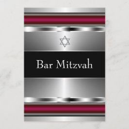 Convites Modelo de Bar Mitzvah Estrela de Davi Vermelha Pre