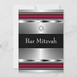 Convites Modelo de Bar Mitzvah Estrela de David Vermelha Pr