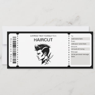 Convites Modelo de Barber Voucher, Certificado de Presente 