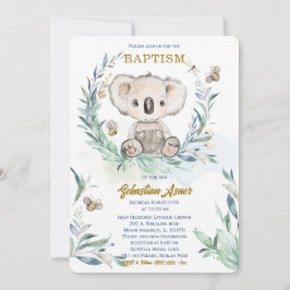 Convites Modelo de Batismo de Coala Personalizado
