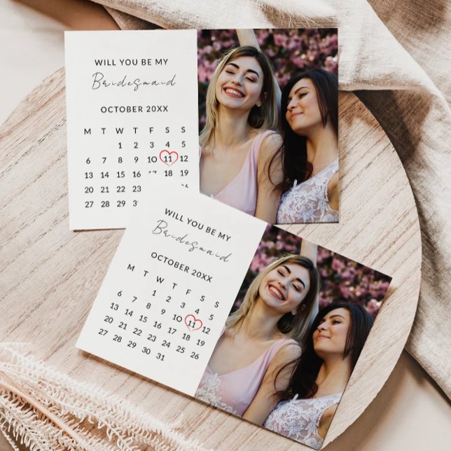 Convites Modelo de Calendário de Fotos de Proposta Bridesma (Bridesmaid Proposal Photo Calendar Template)