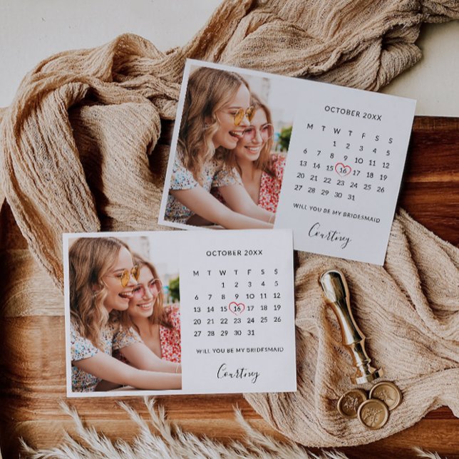 Convites Modelo de Calendário de Fotos de Proposta Bridesma (Bridesmaid Proposal Photo Calendar Template)