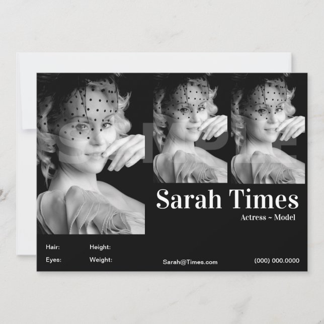 Convites Modelo de Captura de Cabeça de Ator e Modelo (Frente)