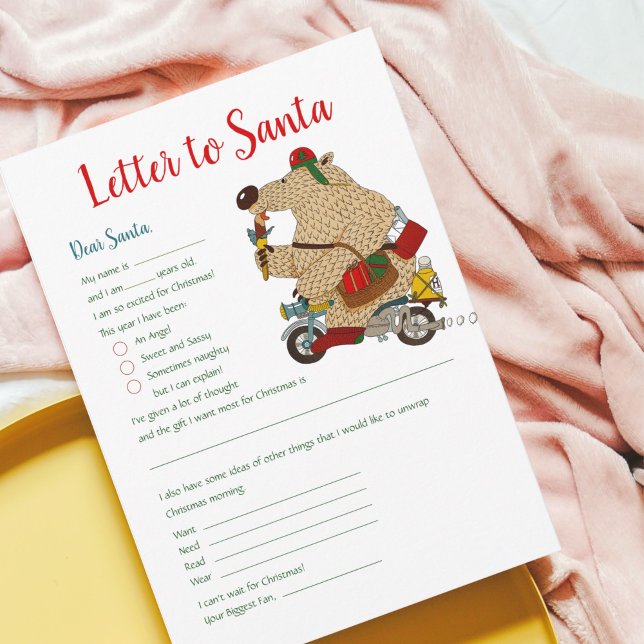 Convites Modelo de Carta de Natal para o Urso do Papai Noel (Criador carregado)
