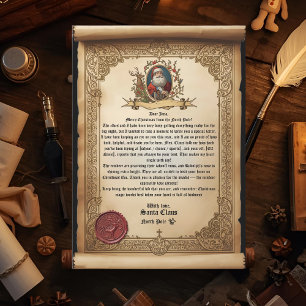 Convites Modelo de Carta do Papai Noel em Pergaminho Antigo