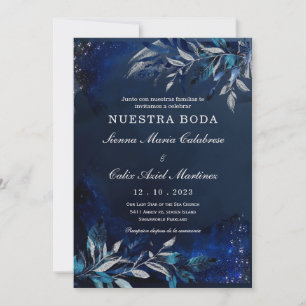 Convites Modelo de casamento azul e branco