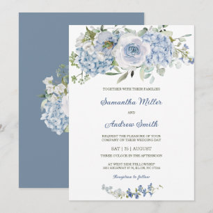 Convites Modelo de Casamento Azul Poeirento Elegante
