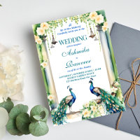 Modelo de casamento da Índia de Peacock e jasmim