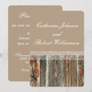 Convites Modelo de Casamento de Barnwood e Lace Country