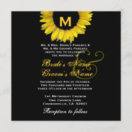 Convites Modelo de Casamento de Girassol Amarelo-Brilhante 
