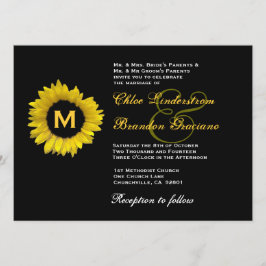 Convites Modelo de Casamento de Girassol Amarelo-Brilhante 