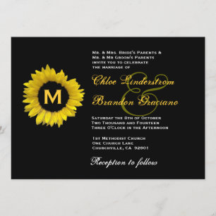 Convites Modelo de Casamento de Girassol Amarelo-Brilhante 