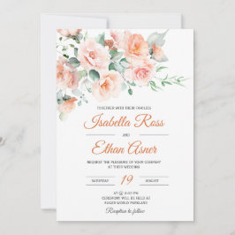 Convites Modelo de Casamento de Pêssego Moderno