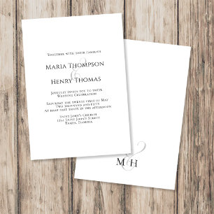 Convites Modelo de Casamento de Texto Preto Minimalista Sim