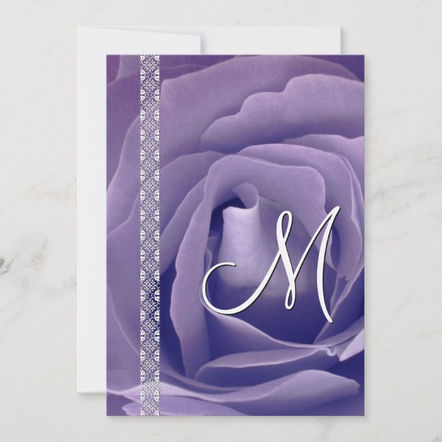 Convites Modelo de Casamento Lavanda Roxo Rosa e Renda (Frente)