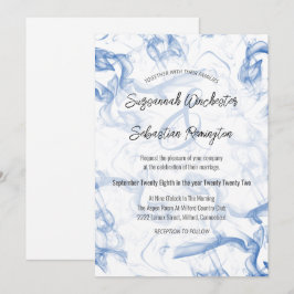 Convites Modelo de Casamento Mista Azul Moderno Minimalista
