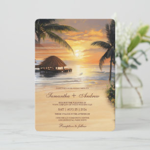 Convites Modelo de Casamento na Praia Tropical