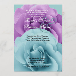 Convites Modelo de Casamento Rosa de Azul e Púrpura