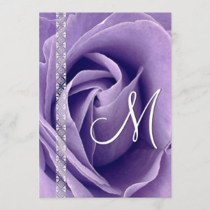 Convites Modelo de Casamento Rosa e Renda Roxa G900