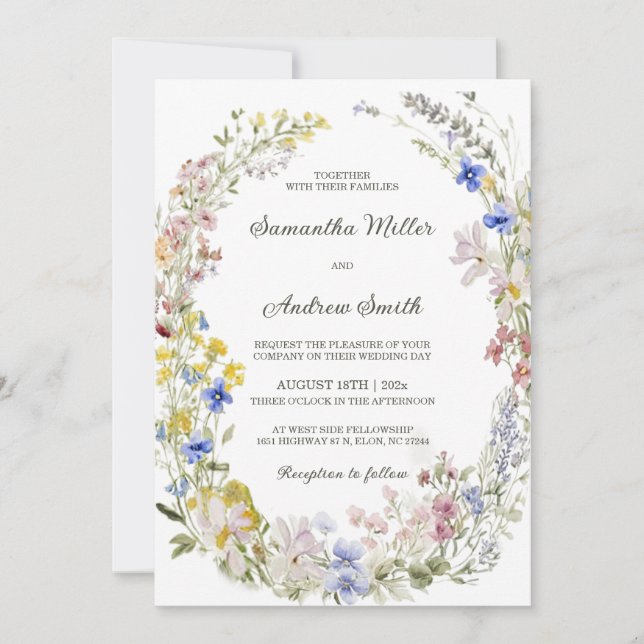 Convites Modelo de Casamento Rustic Wildflower (Frente)