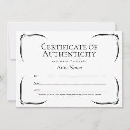 Convites Modelo de Certificado de Autenticidade Preto e Bra