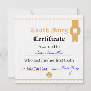 Convites Modelo de Certificado de Fada do Dente Imprimível
