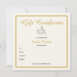 Convites Modelo de Certificado de Presente de Arte em Doura