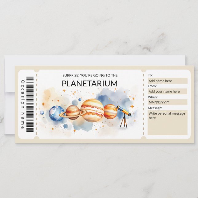 Convites Modelo de Certificado de Presente de Planetário (Frente)