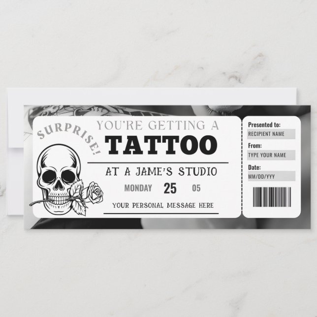 Convites Modelo de Certificado de Presente de Tatuagem Pess (Frente)