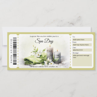 Convites Modelo de Certificado de Presente Spa Day Surprise