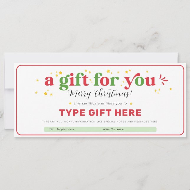 Convites Modelo de Certificado de Vale-Presente de Natal Pe (Frente)
