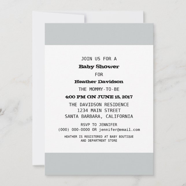 Convites Modelo de chá de fraldas de Partido  (Frente)