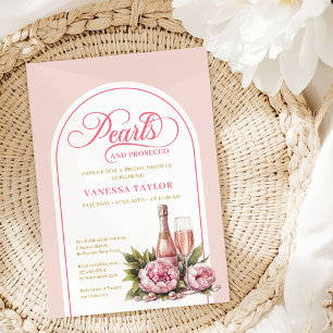 Convites Modelo de Chá de Noiva Pérolas e Prosecco Chic