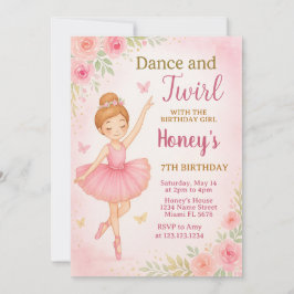 Convites Modelo de Dança Editável para Raparigas