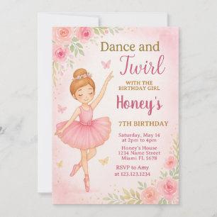 Convites Modelo de Dança Editável para Raparigas