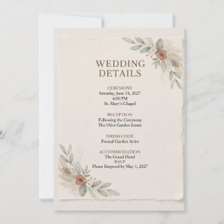 Convites Modelo de Detalhes de Casamento