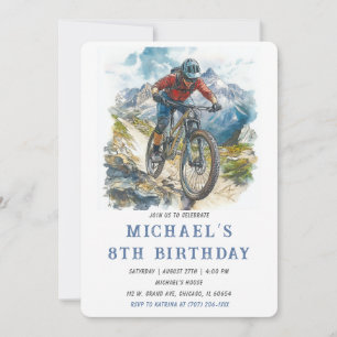 Convites Modelo de Festa de Aniversário de 8 anos de Bicicl