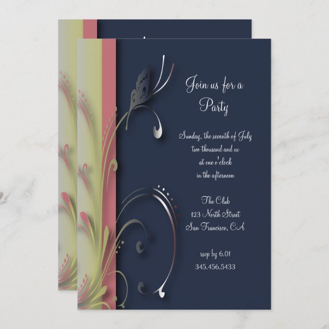 Convites Modelo de Festa de Borboleta da Natureza | Texto D (Frente/Verso)