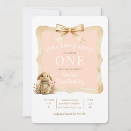 Convites Modelo de festa de coelho floral para menina