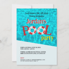 Convites Modelo de Festa de Piscina de aniversário divertid