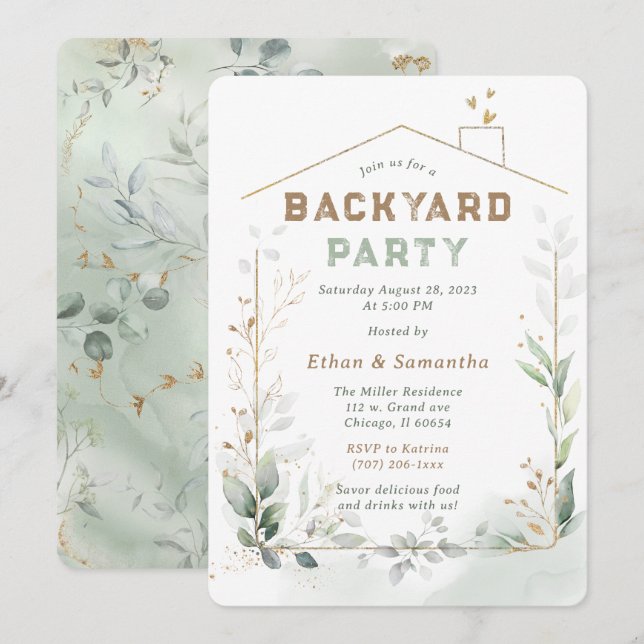 Convites Modelo de Festa no Quintal Editável (Frente/Verso)