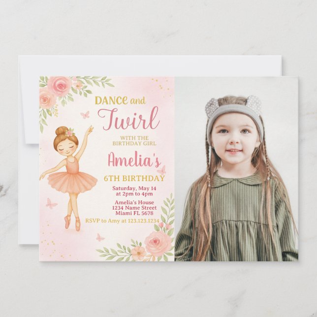 Convites Modelo de Festas de Dança Rosa Editáveis para Rapa (Frente)