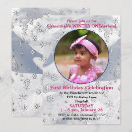 Convites Modelo de floco de neve do Winter ONEderland de 1º