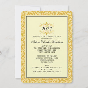 Convites Modelo de Formatura 2027 Amarelo Dourado Formal