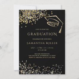 Convites Modelo de Formatura Preto e Dourado