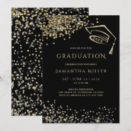 Convites Modelo de Formatura Preto e Dourado