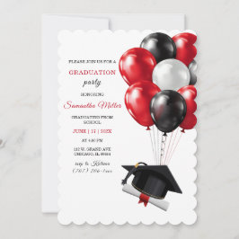 Convites Modelo de Formatura Vermelho e Preto