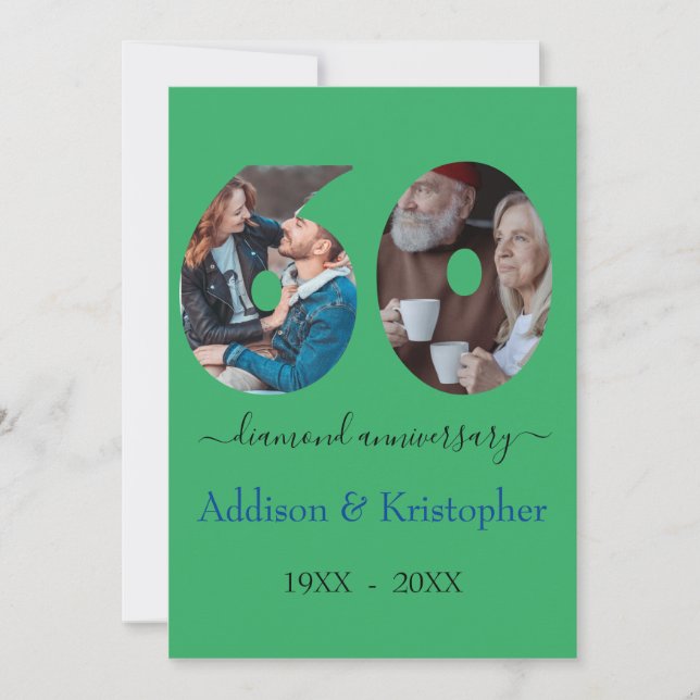 Convites Modelo de Foto de Amor de Diamond com 60 anos (Frente)
