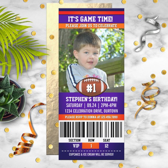 Convites Modelo de foto de aniversário de futebol (Criador carregado)